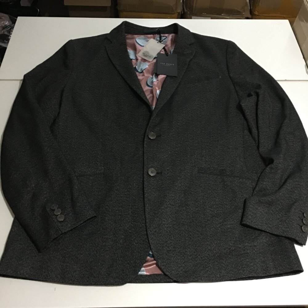 Ted Baker Men's 2-Button Blazer Jacket Size 6 (2XL) Semi Plain Charcoal NWT